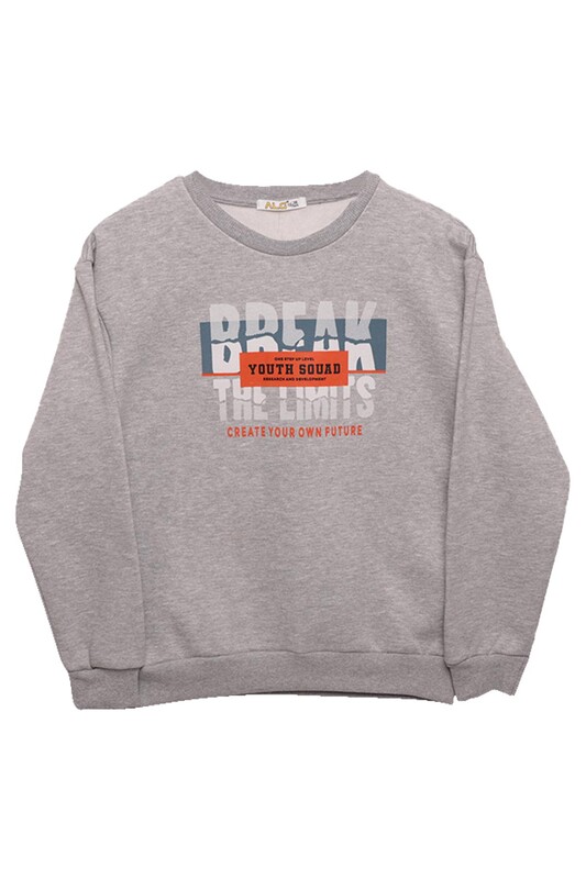Şardonlu Erkek Çocuk Sweatshirt 423773 | Gri - Thumbnail