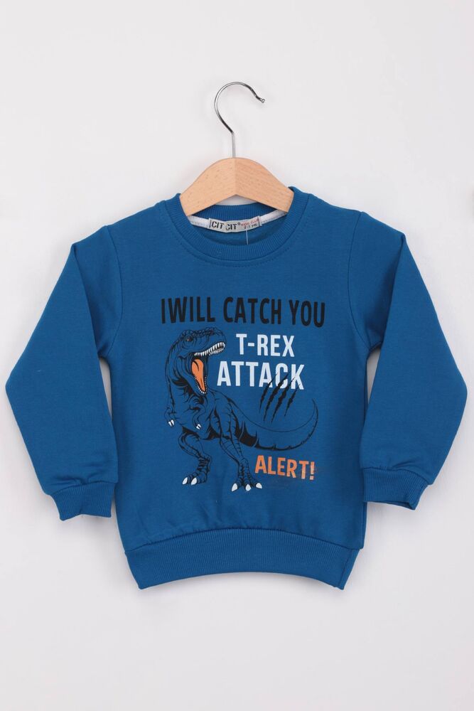 Dinosaur Pattern Boy Sweat | Blue