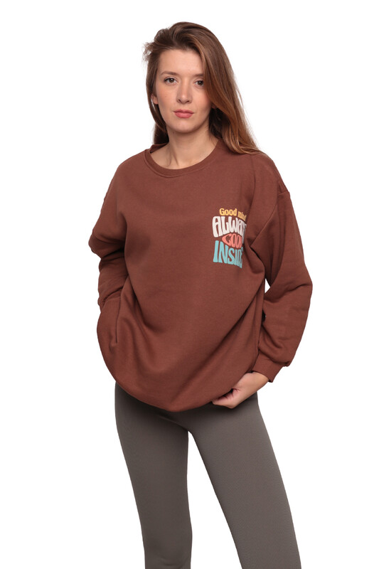 New Orange - New Orange 3 İplik Sweatshirt | Kahve