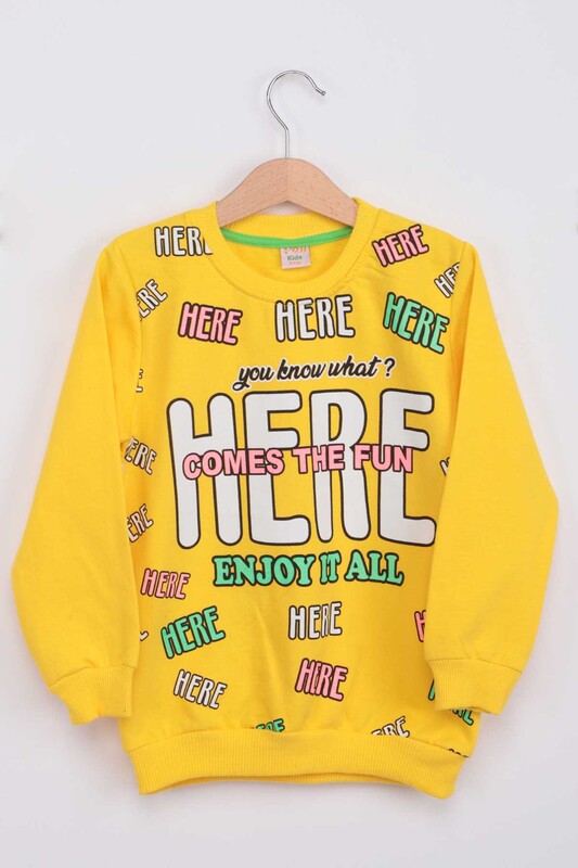 Letter Printed Girl Sweatshirt | Yellow - Thumbnail