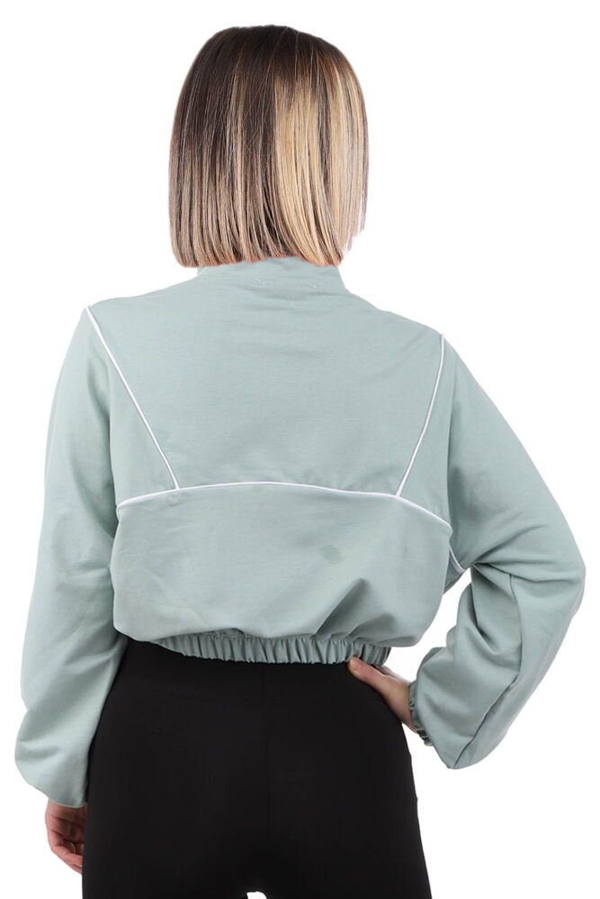 Half Zippered Crop Woman Sweatshirt | Green