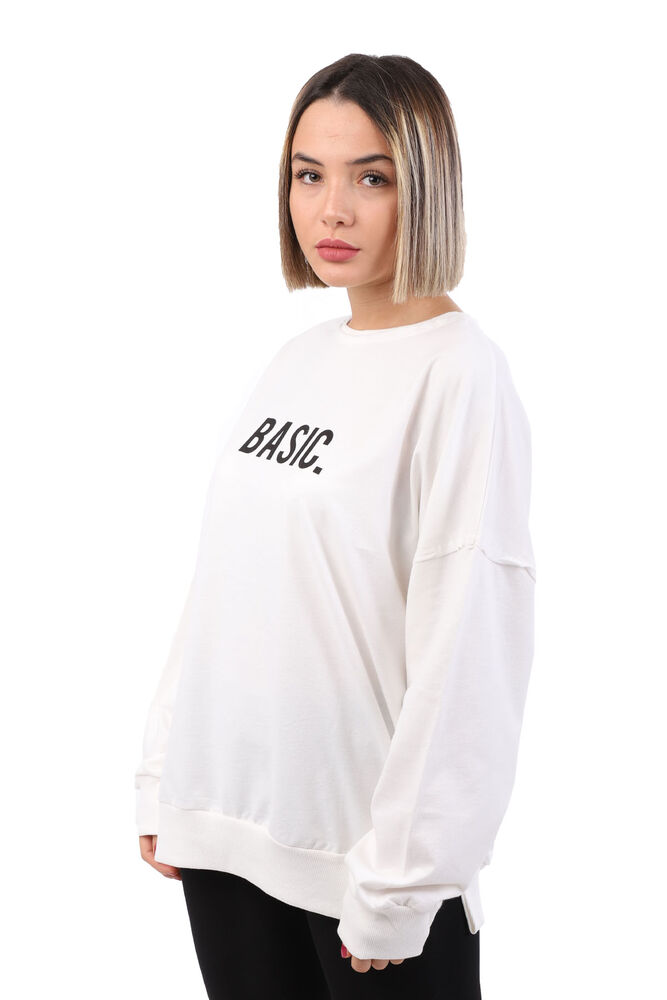 Basic Printed Woman Sweatshirt | Cream