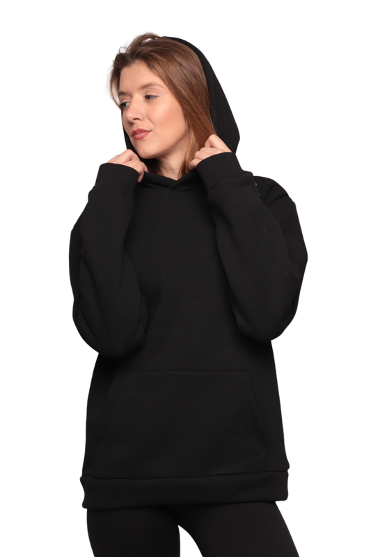 SİMİSSO - Kapşonlu 3 İplik Sweatshirt 0153 | Siyah