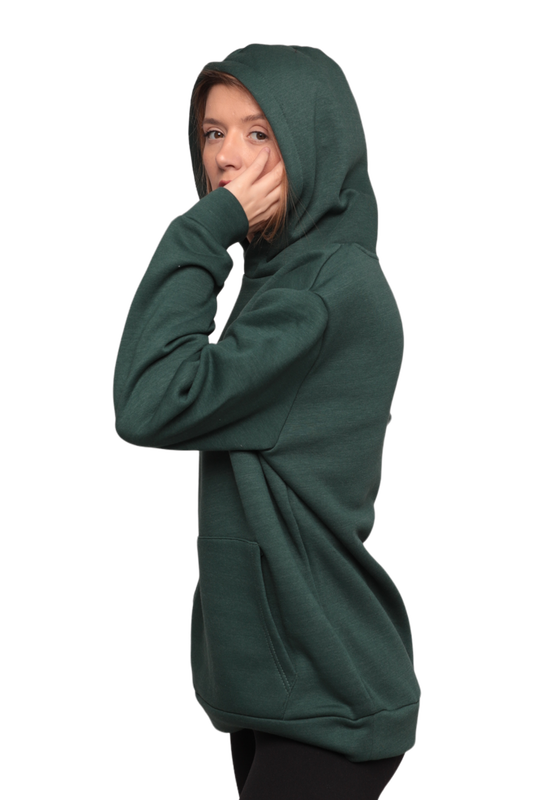 Kapşonlu 3 İplik Sweatshirt 0153 | Yeşil - Thumbnail