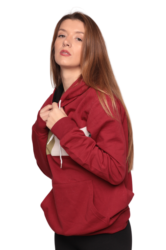 Kapşonlu Kadın Sweatshirt 0146 | Kırmızı - Thumbnail