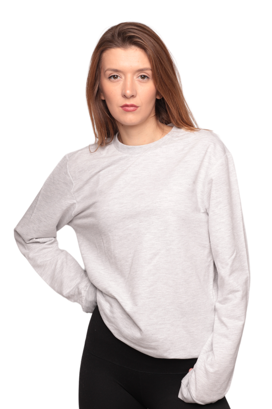 SİMİSSO - Bisiklet Yaka Kadın Sweatshirt 0149 | Açık Gri