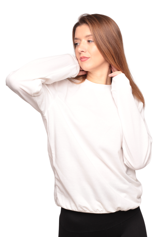 SİMİSSO - Bisiklet Yaka Kadın Sweatshirt 0149 | Ekru