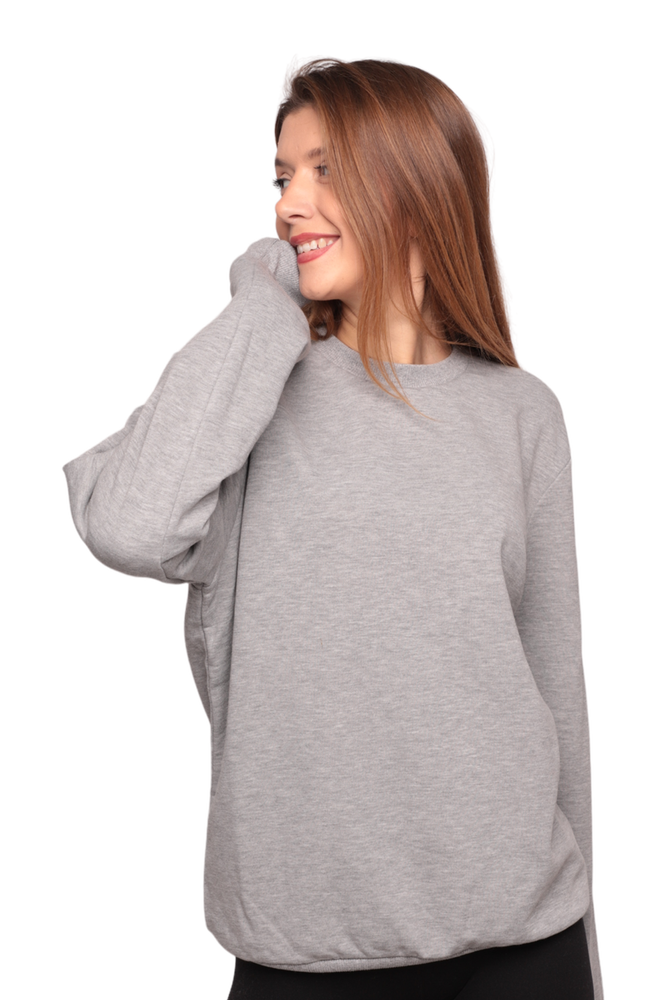 Bisiklet Yaka Kadın Sweatshirt 0149 | Gri