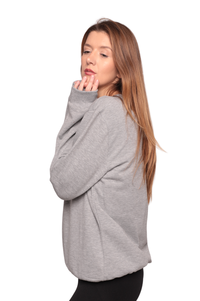 Bisiklet Yaka Kadın Sweatshirt 0149 | Gri