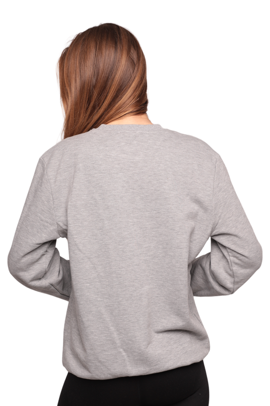 Bisiklet Yaka Kadın Sweatshirt 0149 | Gri - Thumbnail