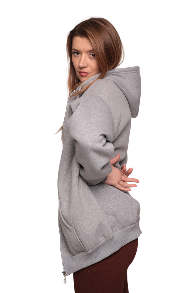 Fermuarlı 3 İplik Kadın Sweatshirt 3556 | Gri