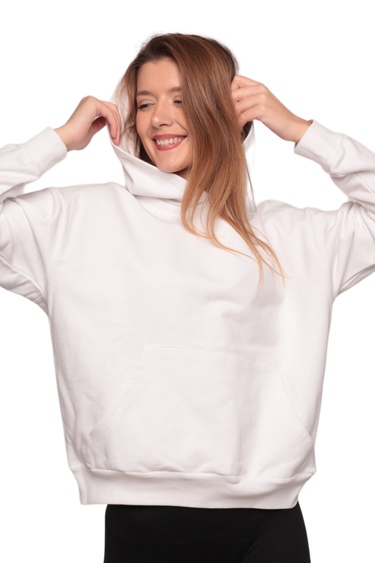 SİMİSSO - Kapşonlu Kadın Sweatshirt 0161 | Beyaz