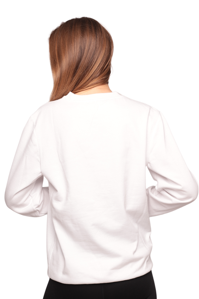 Bisiklet Yaka 3 İplik Kadın Sweatshirt 0153 | Beyaz