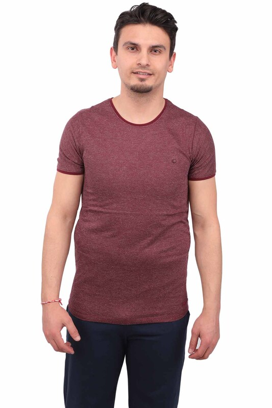 Real Rock Patterned Man T-shirt | Bordeaux - Thumbnail