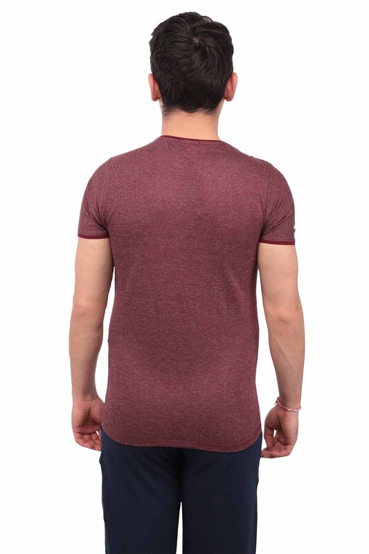 Real Rock Patterned Man T-shirt | Bordeaux - Thumbnail