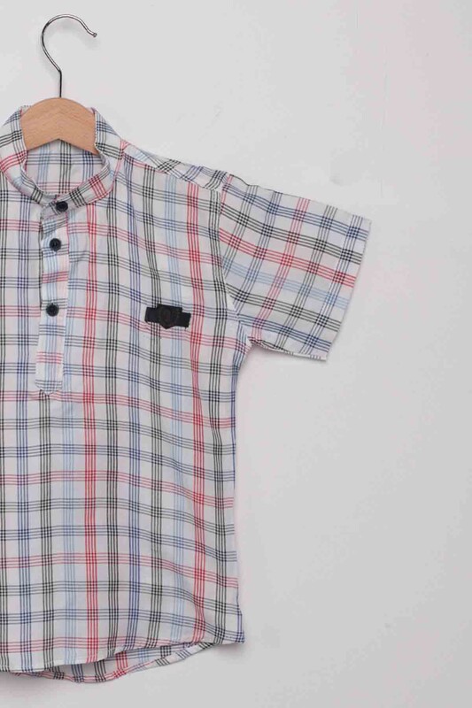 Line Pattern Boy Shirt | Red - Thumbnail