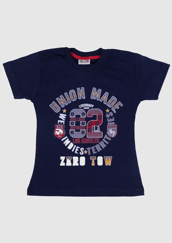 WALOX - Printed Short Sleeve Boy T-shirt | Navy Blue