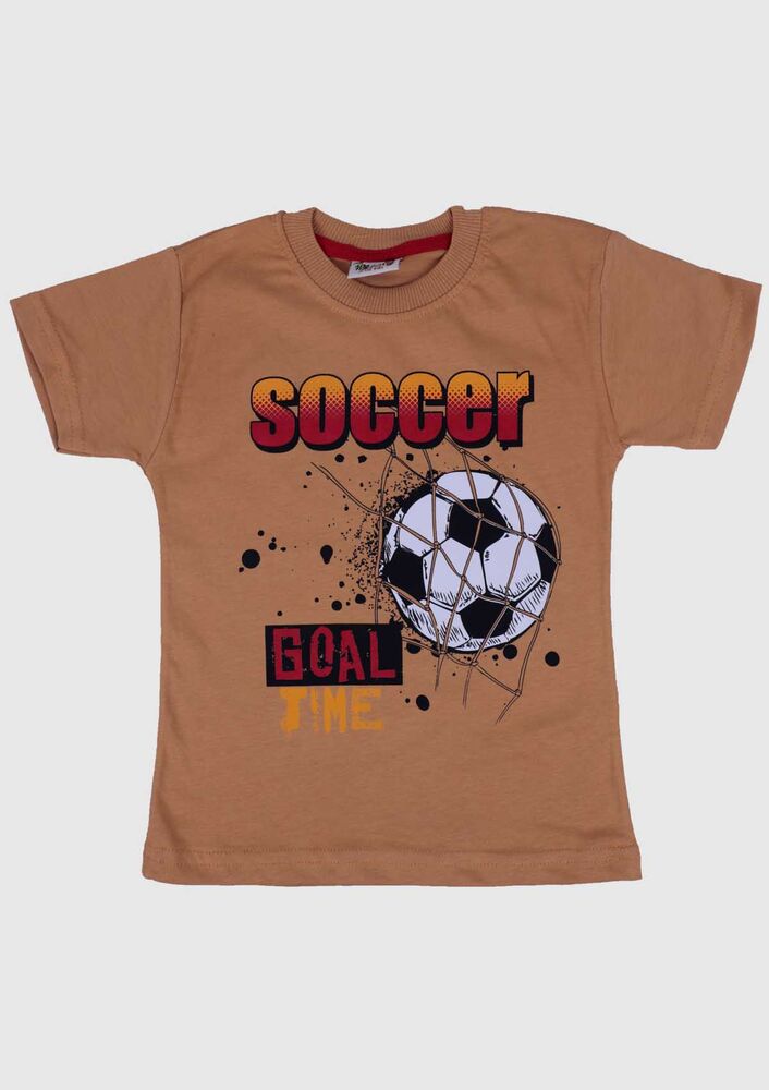 Printed Short Sleeve Boy T-shirt 007 | Mustard