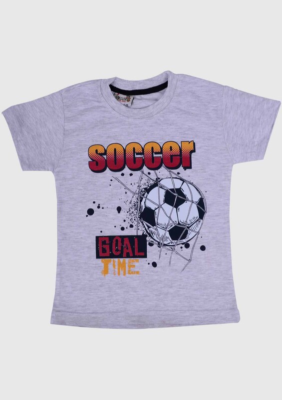 WALOX - Printed Short Sleeve Boy T-shirt 007 | Grey