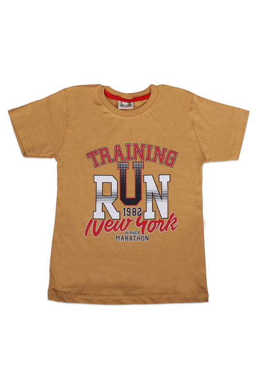 WALOX - Printed Short Sleeve Boy T-shirt 006 | Mustard