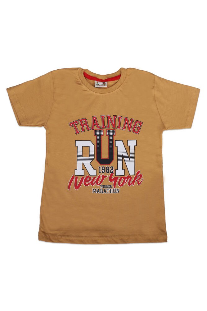 Printed Short Sleeve Boy T-shirt 006 | Mustard