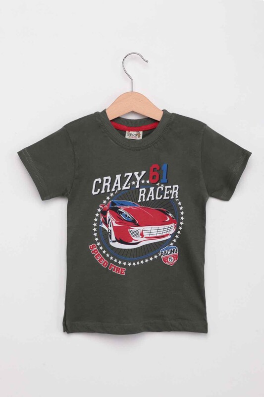 WALOX - Printed Short Sleeve Boy T-shirt 005 | Khaki
