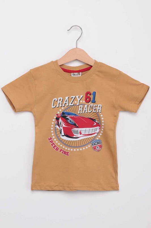 WALOX - Printed Short Sleeve Boy T-shirt 005 | Mustard