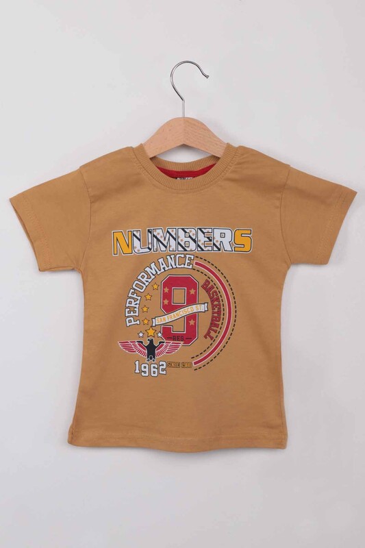 WALOX - Printed Short Sleeve Boy T-shirt 004 | Mustard