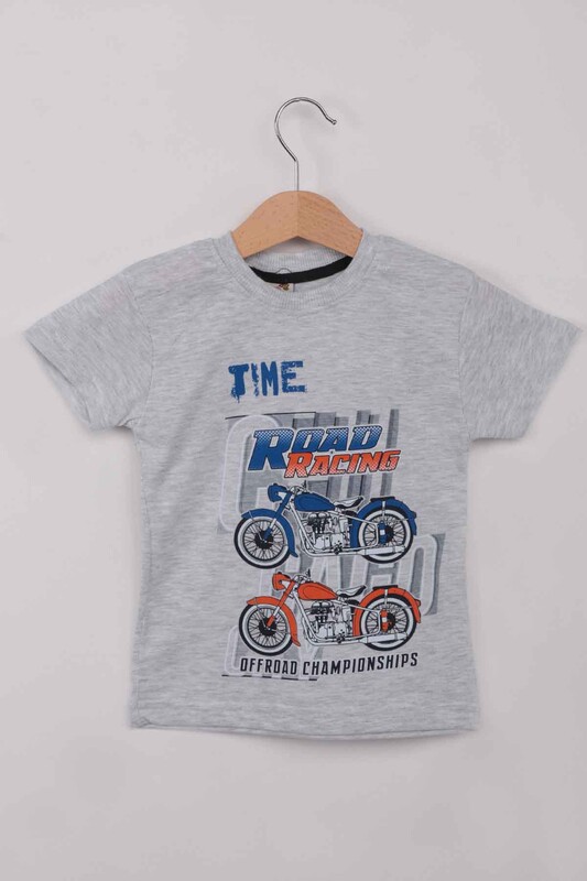 WALOX - Printed Short Sleeve Boy T-shirt 008 | Grey