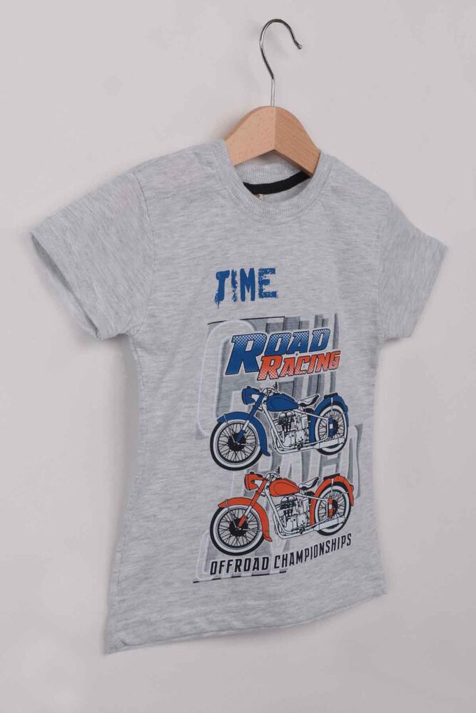 Printed Short Sleeve Boy T-shirt 008 | Grey