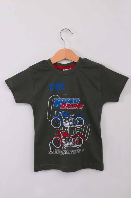 WALOX - Printed Short Sleeve Boy T-shirt 008 | Khaki
