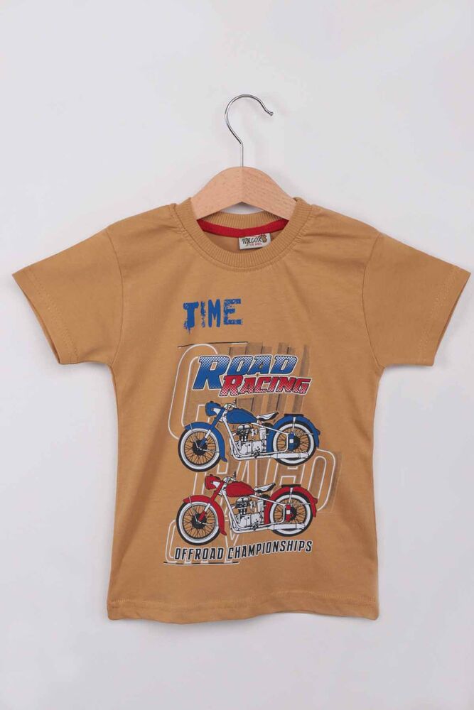 Printed Short Sleeve Boy T-shirt 008 | Mustard