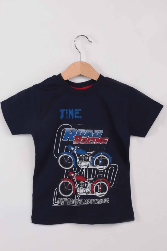 WALOX - Printed Short Sleeve Boy T-shirt 008 | Navy Blue