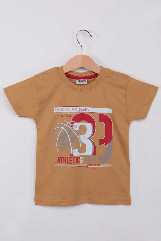 Printed Short Sleeve Boy T-shirt 009 | Mustard
