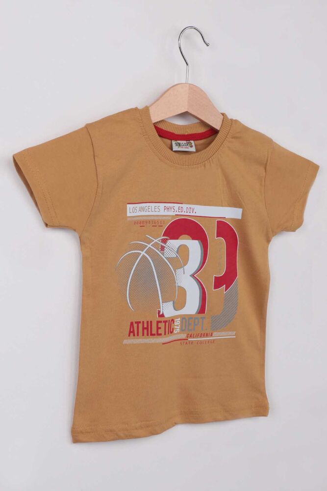 Printed Short Sleeve Boy T-shirt 009 | Mustard