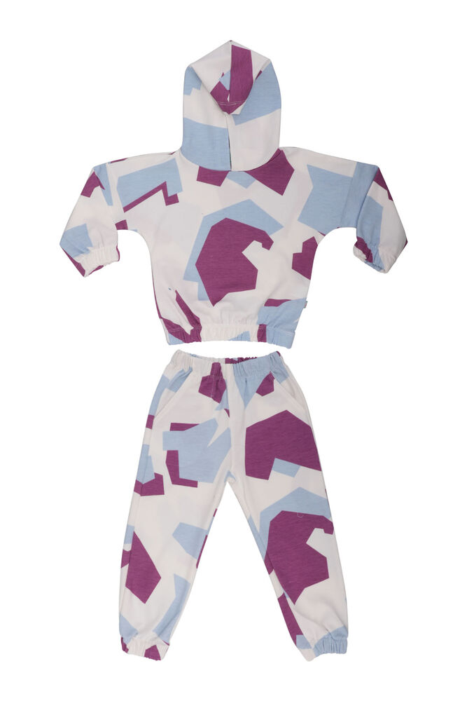 Patterned Girl Tracking Suit 20656 | Purple