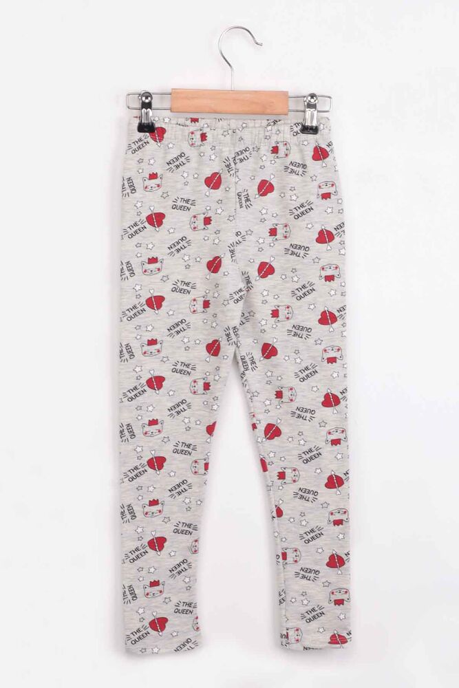 Heart Printed Girl Tracking Suit Bottom | Gray