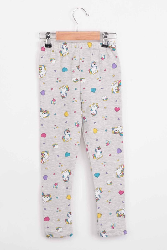 Unicorn Printed Girl Tracking Suit Bottom | Gray - Thumbnail