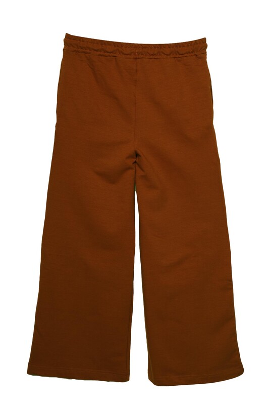 Baskılı Bol Paça Kız Çocuk Eşofman Altı 1280 | Taba - Thumbnail