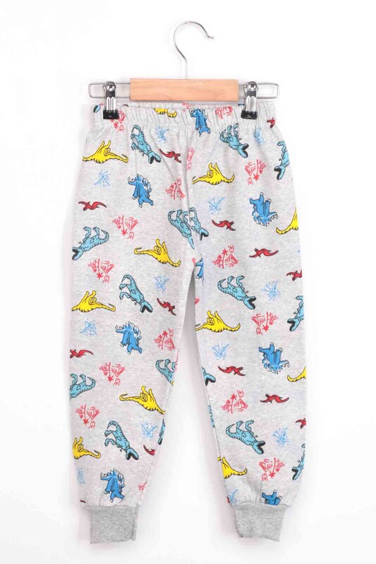 ŞASE - Dinosaur Patterned Boy Sweatpants | Grey