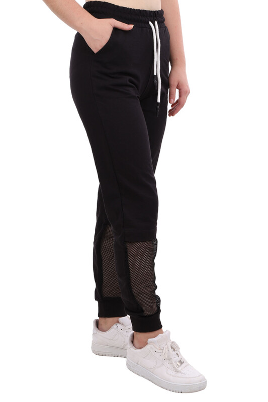Net Detailed Woman Sweatpants 3855 | Black - Thumbnail