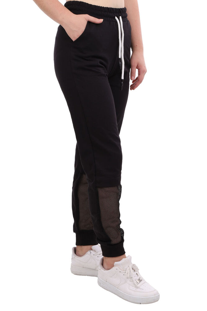 Net Detailed Woman Sweatpants 3855 | Black