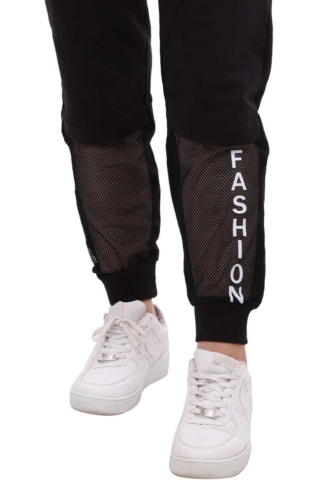 Net Detailed Woman Sweatpants 3855 | Black
