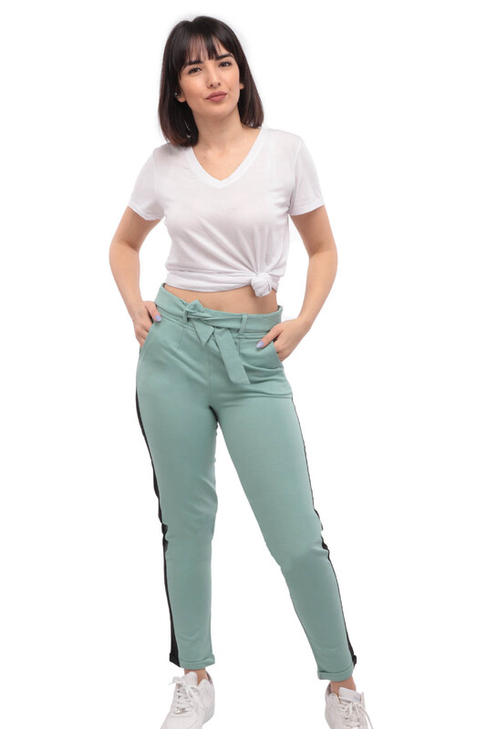 Striped Woman Sweatpants | Green - Thumbnail