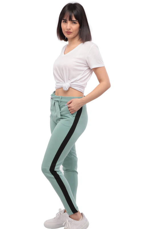 Striped Woman Sweatpants | Green - Thumbnail