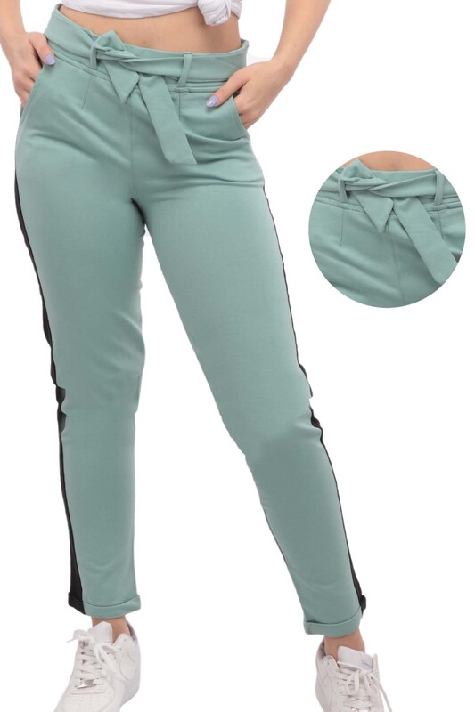 Striped Woman Sweatpants | Green - Thumbnail