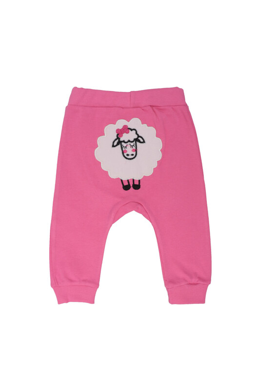 Lamb Embroidered Baby Single Bottom 1042 | Pink - Thumbnail