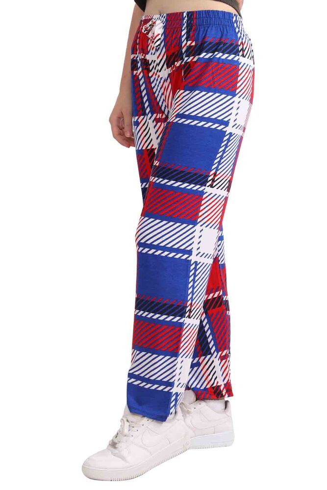 Striped Viscose Straight Cut Woman Pants | Blue