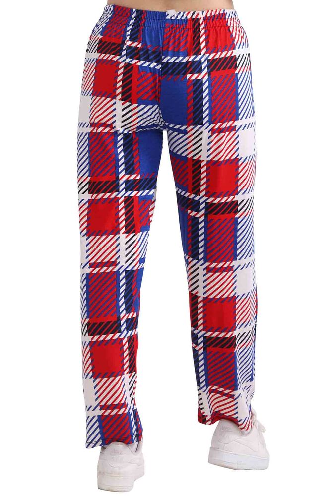 Striped Viscose Straight Cut Woman Pants | Blue