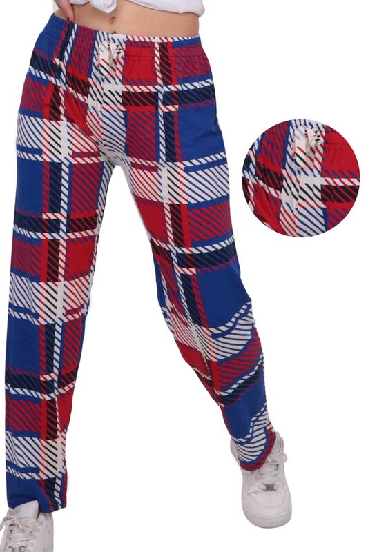 SİMİSSO - Striped Viscose Straight Cut Woman Pants | Blue